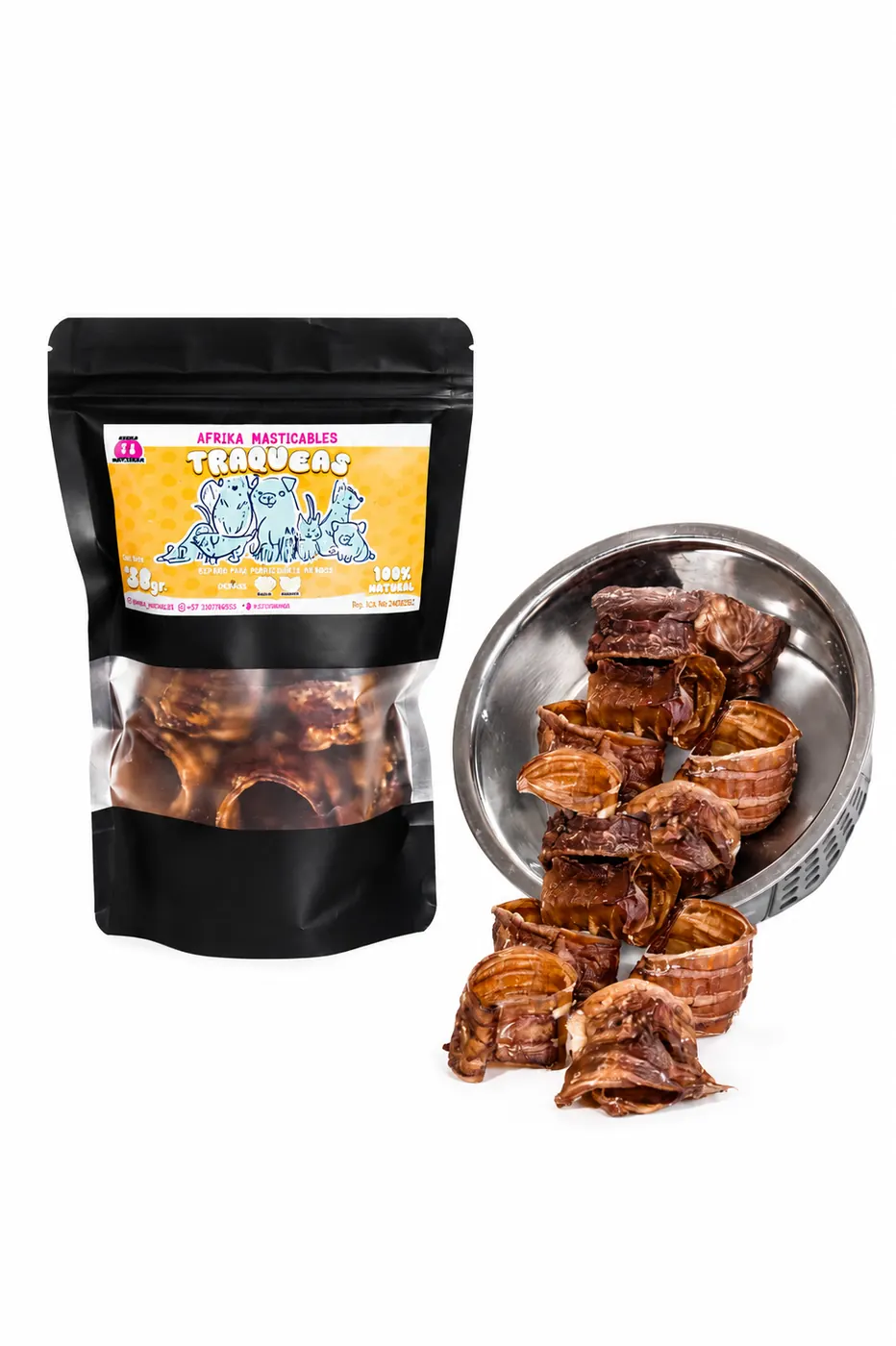 Tráqueas de res rellenas de mantequilla de maní — 130 g